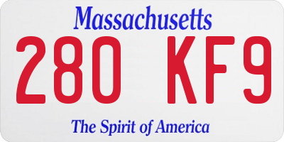 MA license plate 280KF9