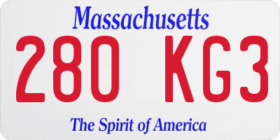 MA license plate 280KG3