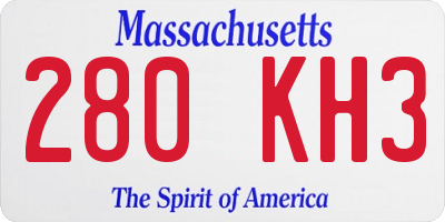 MA license plate 280KH3