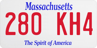 MA license plate 280KH4