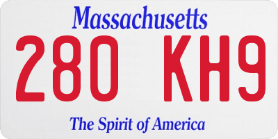 MA license plate 280KH9
