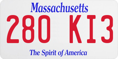 MA license plate 280KI3