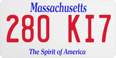 MA license plate 280KI7