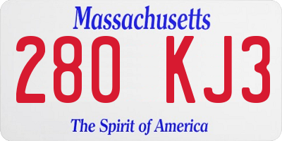 MA license plate 280KJ3