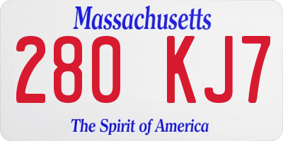 MA license plate 280KJ7