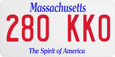 MA license plate 280KK0