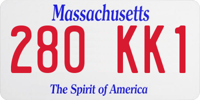MA license plate 280KK1