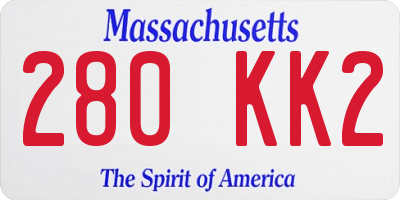 MA license plate 280KK2