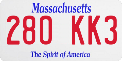 MA license plate 280KK3
