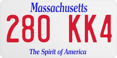 MA license plate 280KK4