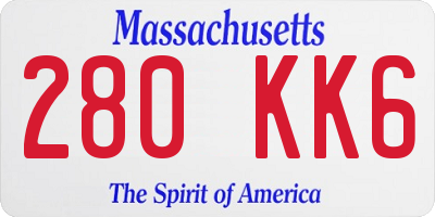 MA license plate 280KK6