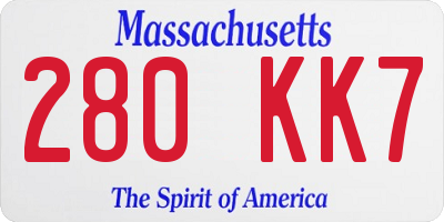 MA license plate 280KK7