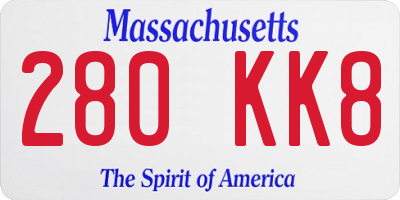 MA license plate 280KK8
