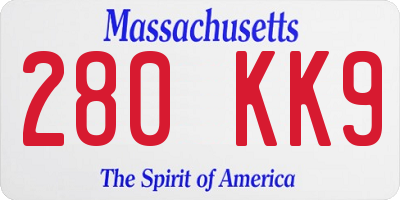 MA license plate 280KK9