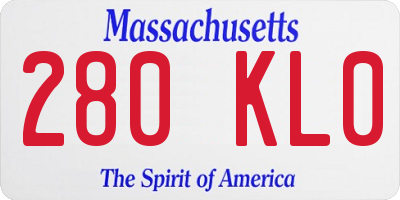 MA license plate 280KL0