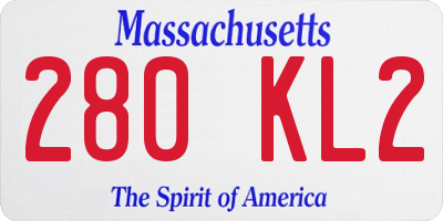 MA license plate 280KL2
