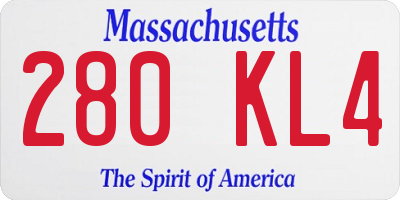 MA license plate 280KL4