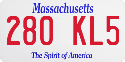 MA license plate 280KL5