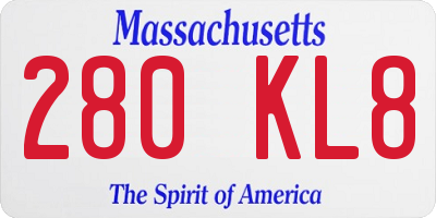MA license plate 280KL8