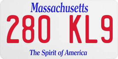 MA license plate 280KL9