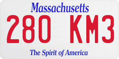 MA license plate 280KM3