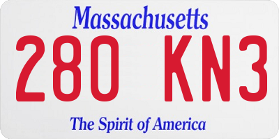 MA license plate 280KN3