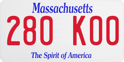 MA license plate 280KO0