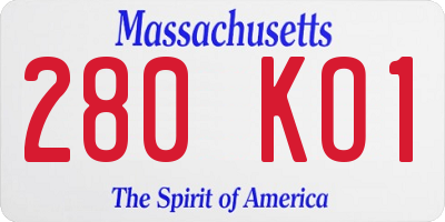 MA license plate 280KO1