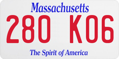 MA license plate 280KO6
