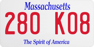 MA license plate 280KO8