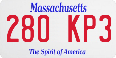 MA license plate 280KP3