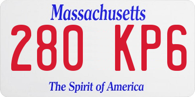 MA license plate 280KP6