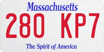 MA license plate 280KP7