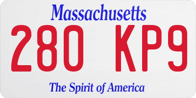 MA license plate 280KP9
