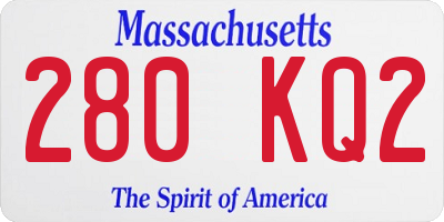 MA license plate 280KQ2