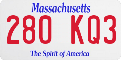 MA license plate 280KQ3