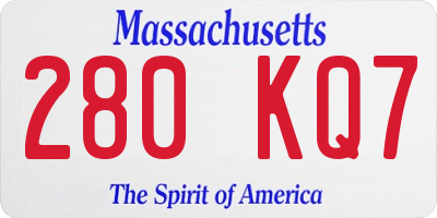 MA license plate 280KQ7