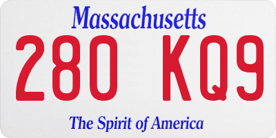 MA license plate 280KQ9