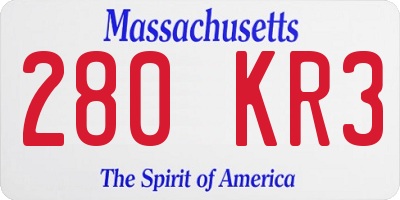 MA license plate 280KR3