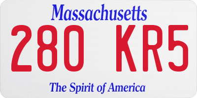 MA license plate 280KR5