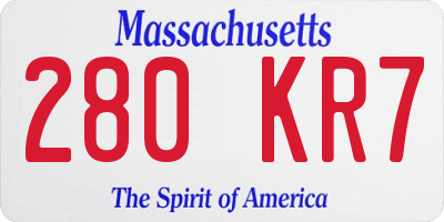 MA license plate 280KR7
