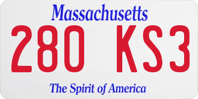 MA license plate 280KS3
