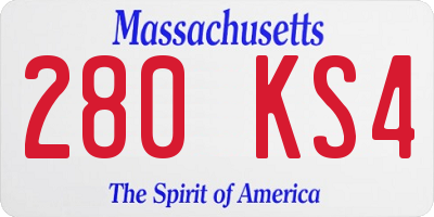 MA license plate 280KS4