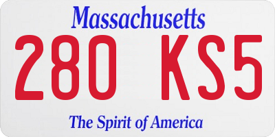 MA license plate 280KS5