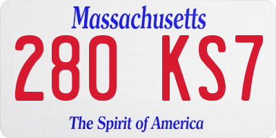 MA license plate 280KS7