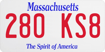 MA license plate 280KS8
