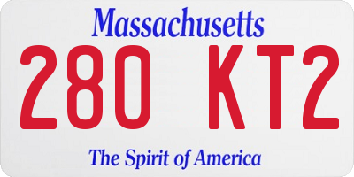 MA license plate 280KT2
