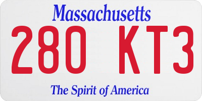 MA license plate 280KT3