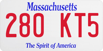 MA license plate 280KT5