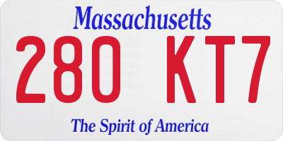 MA license plate 280KT7